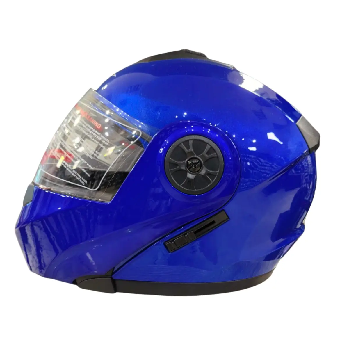 Niebieski hełm FGN, widok z boku