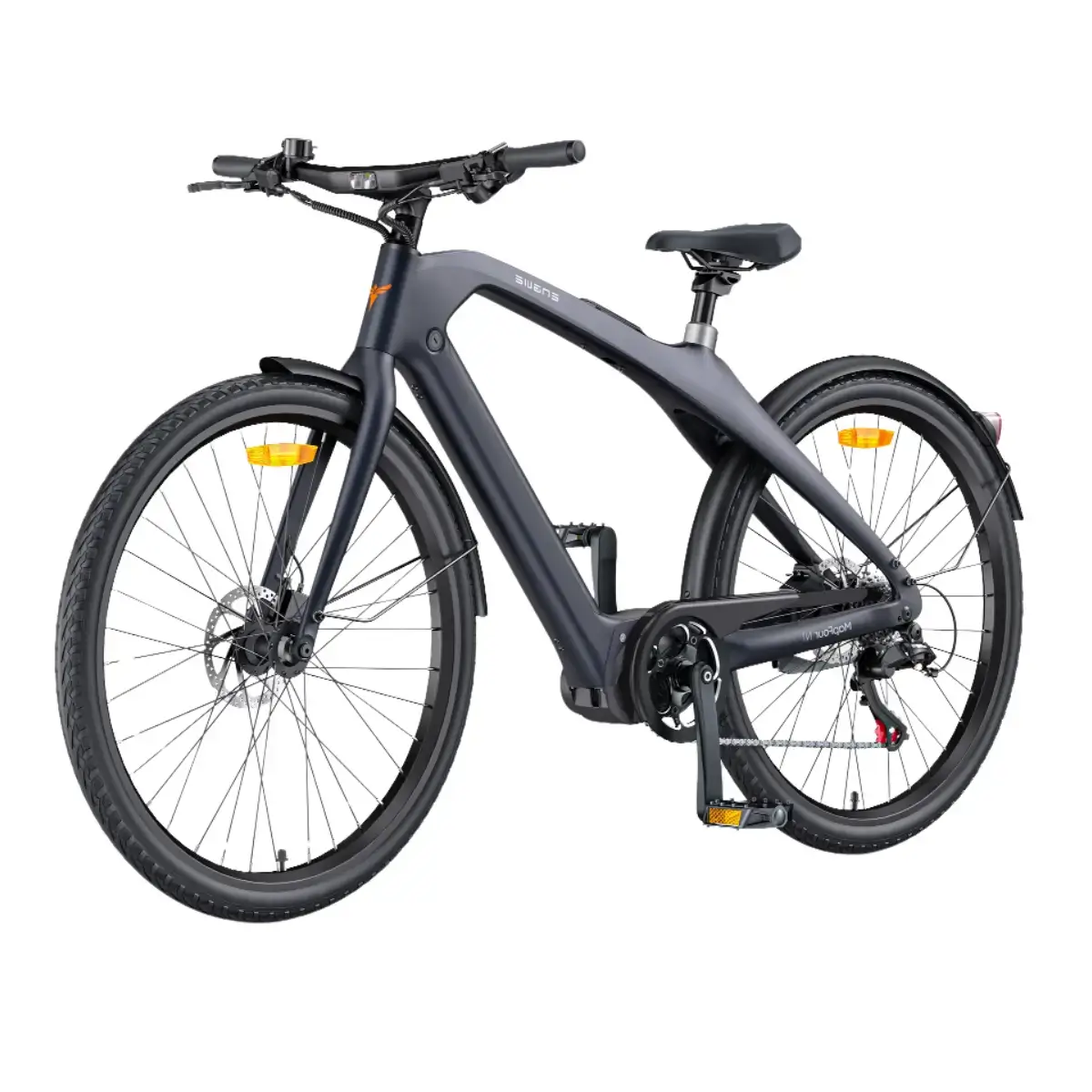 Rower elektryczny Engwe N1 Pro z ramą karbonowo-szarą, widok z przodu